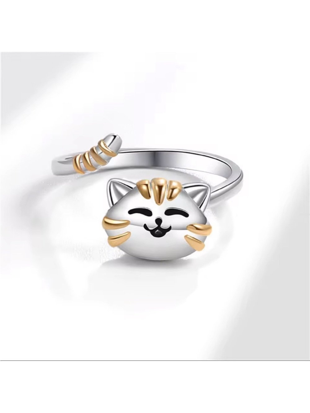 Silver Cat Ring 🐈😺 Anti-Stress Ring. Birthday gift. Kitten Anxiety Spiner Ring